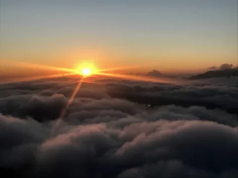 Sunset above the clouds during the Mardi Himal Trek.