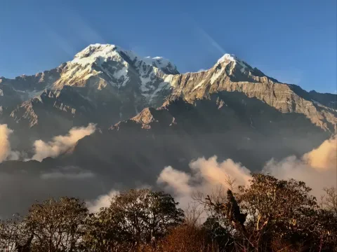 Annapurna South and Hiunchuli from the Mardi Himal Trek.