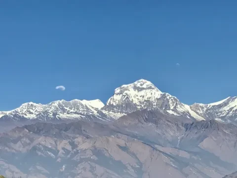 Dhaulagiri mountain range viewed from Poon Hill near Ghorepani, Nepal.