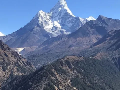 Mount Ama Dablam view from the Gokyo Valley Trek in Nepal.