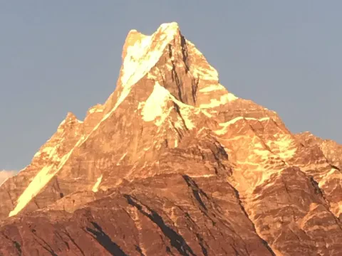 Golden Mount Fishtail at sunset on the Mardi Himal Trek.