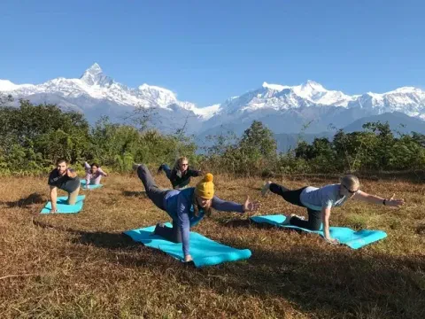 with breathtaking views of the Annapurna range.