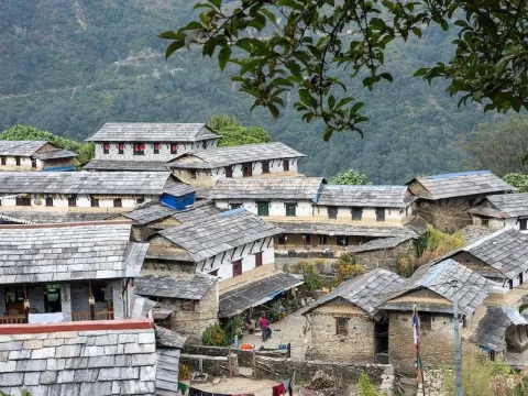 Traditional stone houses in Ghandruk village.