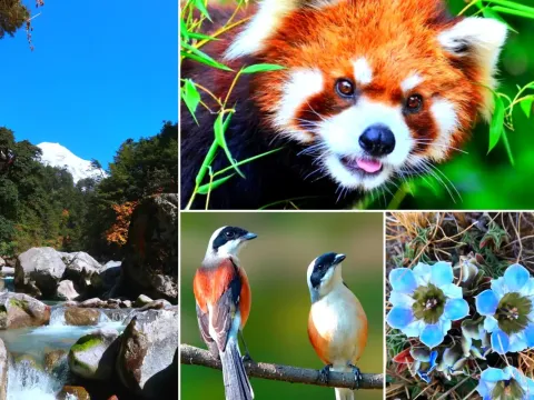 Diverse flora and fauna along the Langtang Valley Trek.
