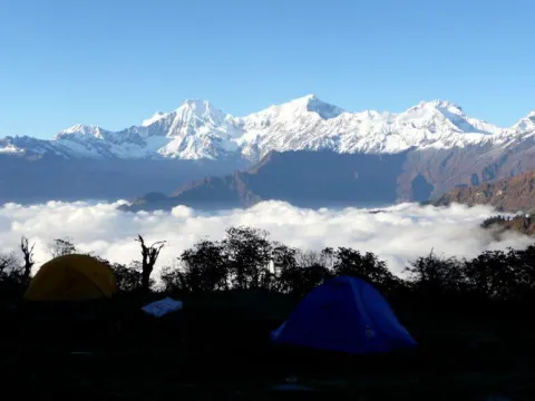 Camping during the Ganesh Himal Trek in Nepal.