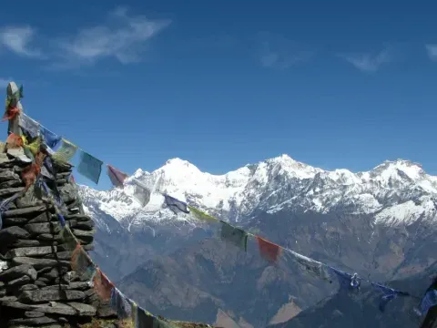Singla Pass with Himalayan mountain views on Ganesh Himal Trek.