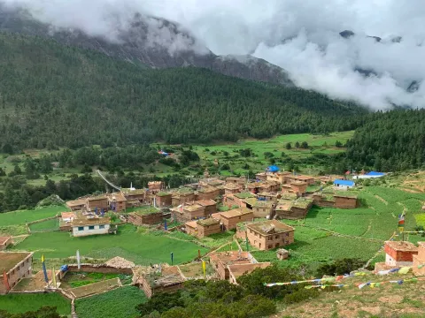 Traditional village in the Dolpo trekking region of Nepal.