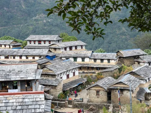 Traditional Ghandruk village with Himalayan mountain views