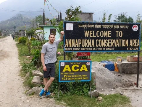 ACAP checkpoint along the Annapurna Circuit Trek trail in Nepal.
