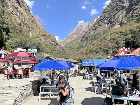Himalayan lodge along the Annapurna Base Camp Trek route in Nepal.