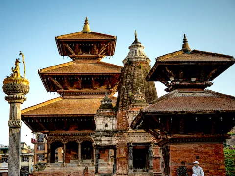 Historic temples and traditional architecture in Kathmandu, Nepal.