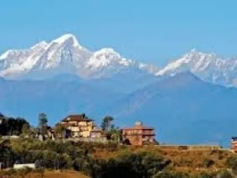 Panoramic Himalayan mountain views from Nagarkot near Kathmandu, Nepal.