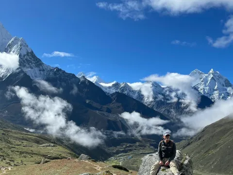 Pheriche village and Himalayan mountains in the Everest region of Nepal.