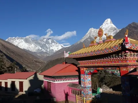 Tengboche village and monastery on the Everest Base Camp Trek in Nepal.