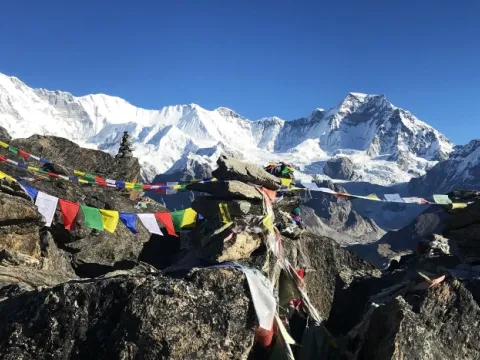 Mount Cho Oyu viewed from Gokyo Ri in the Everest region of Nepal.