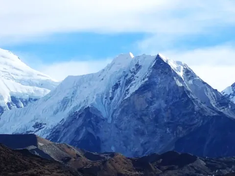 Island Peak rising above the Khumbu Valley during the Island Peak Climb in Nepal.