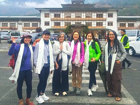 Guests welcomed with traditional Bhutanese hospitality.