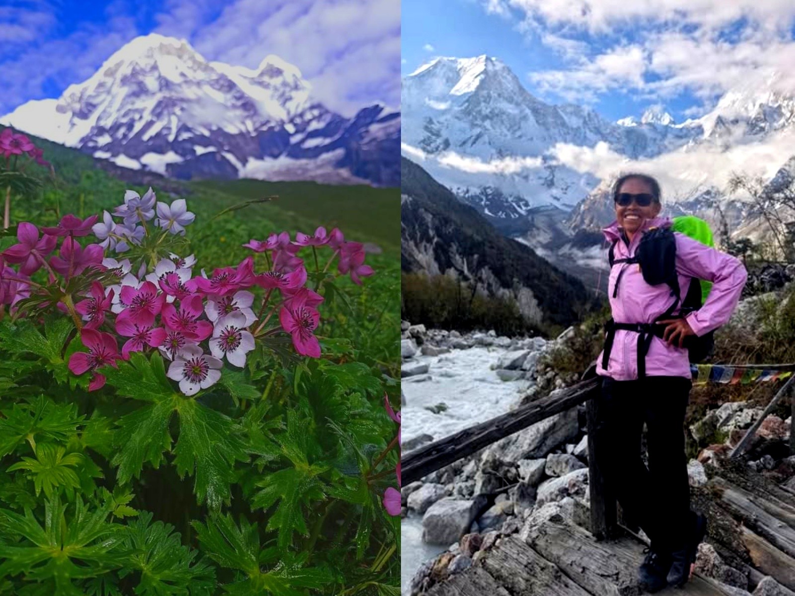 monsoon trekking Nepal alpine flowers mountain rivers cloudy Himalaya