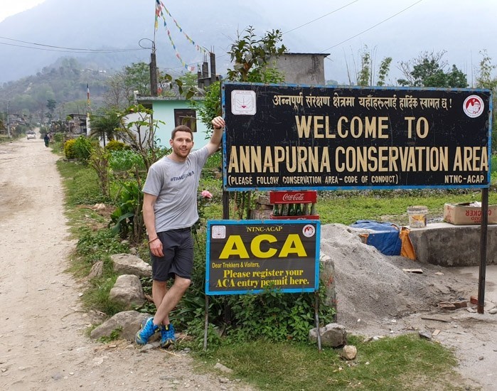 ACAP checkpoint on Annapurna Circuit Trek Nepal conservation area entry permit check post