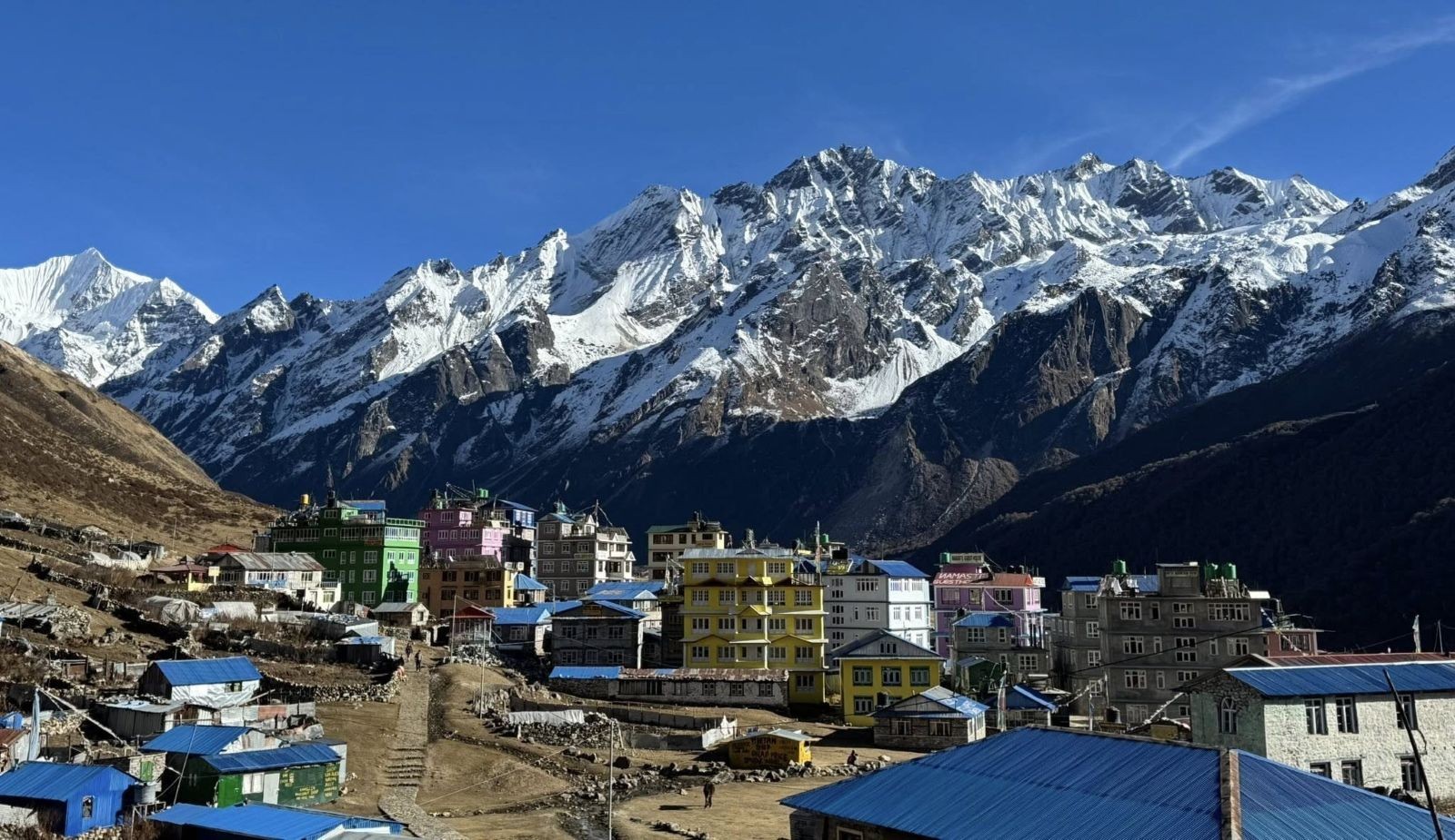 Langtang Himalaya view from Kyanjin Gompa Langtang Valley Nepal mountain panorama