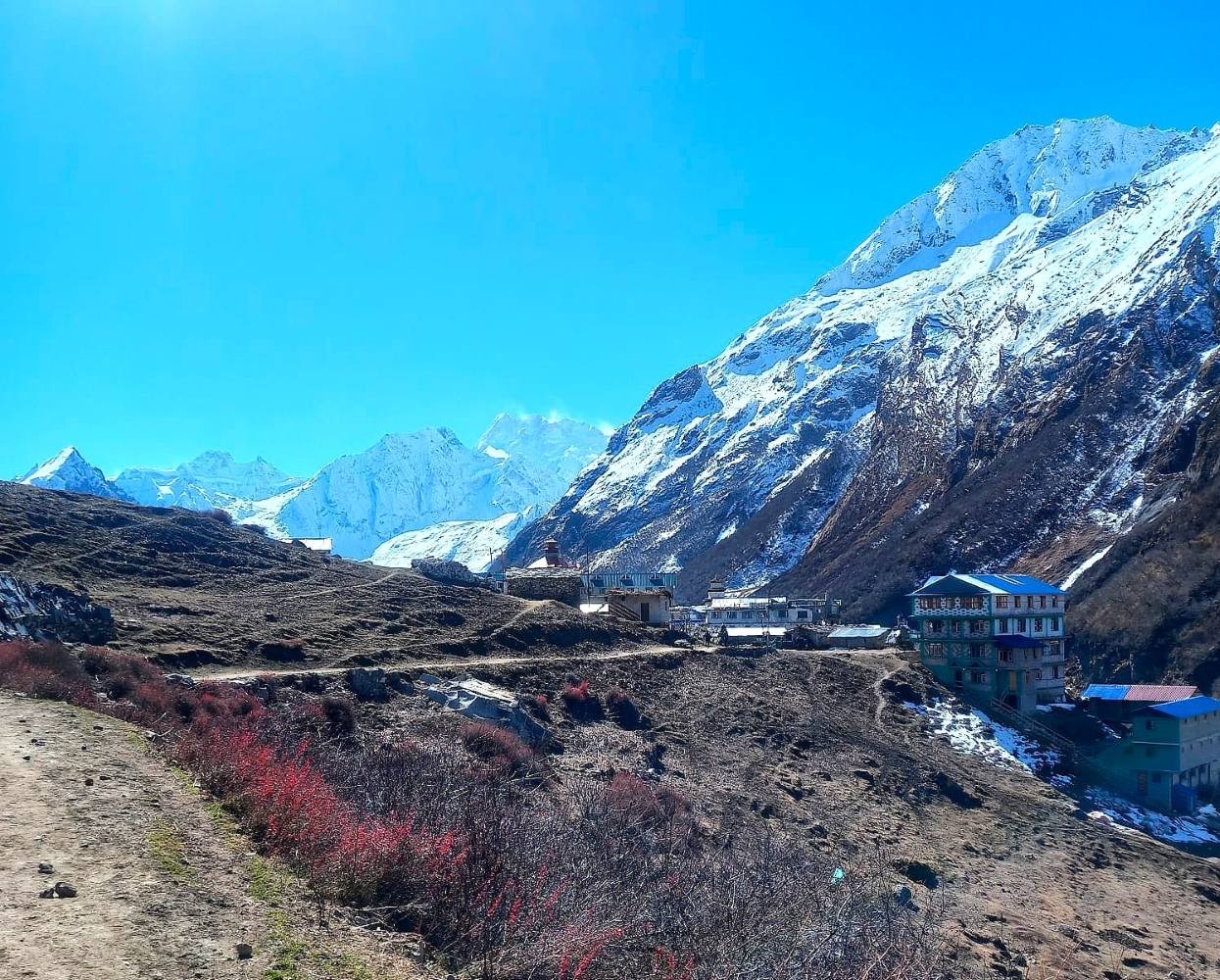 Scenic view of Samdo in upper Manaslu region near Tibet border-