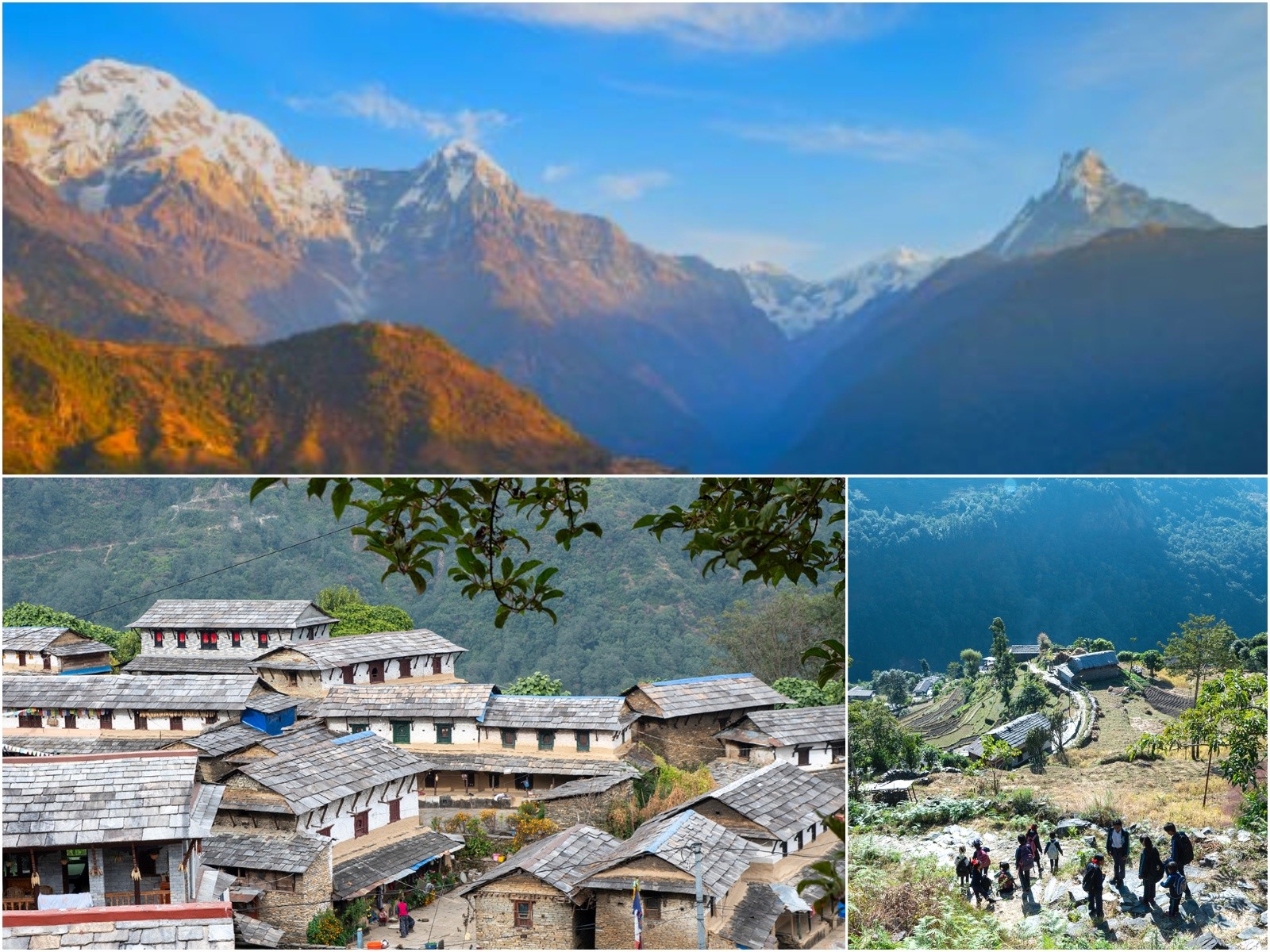 Traditional Ghandruk village with Annapurna mountain views