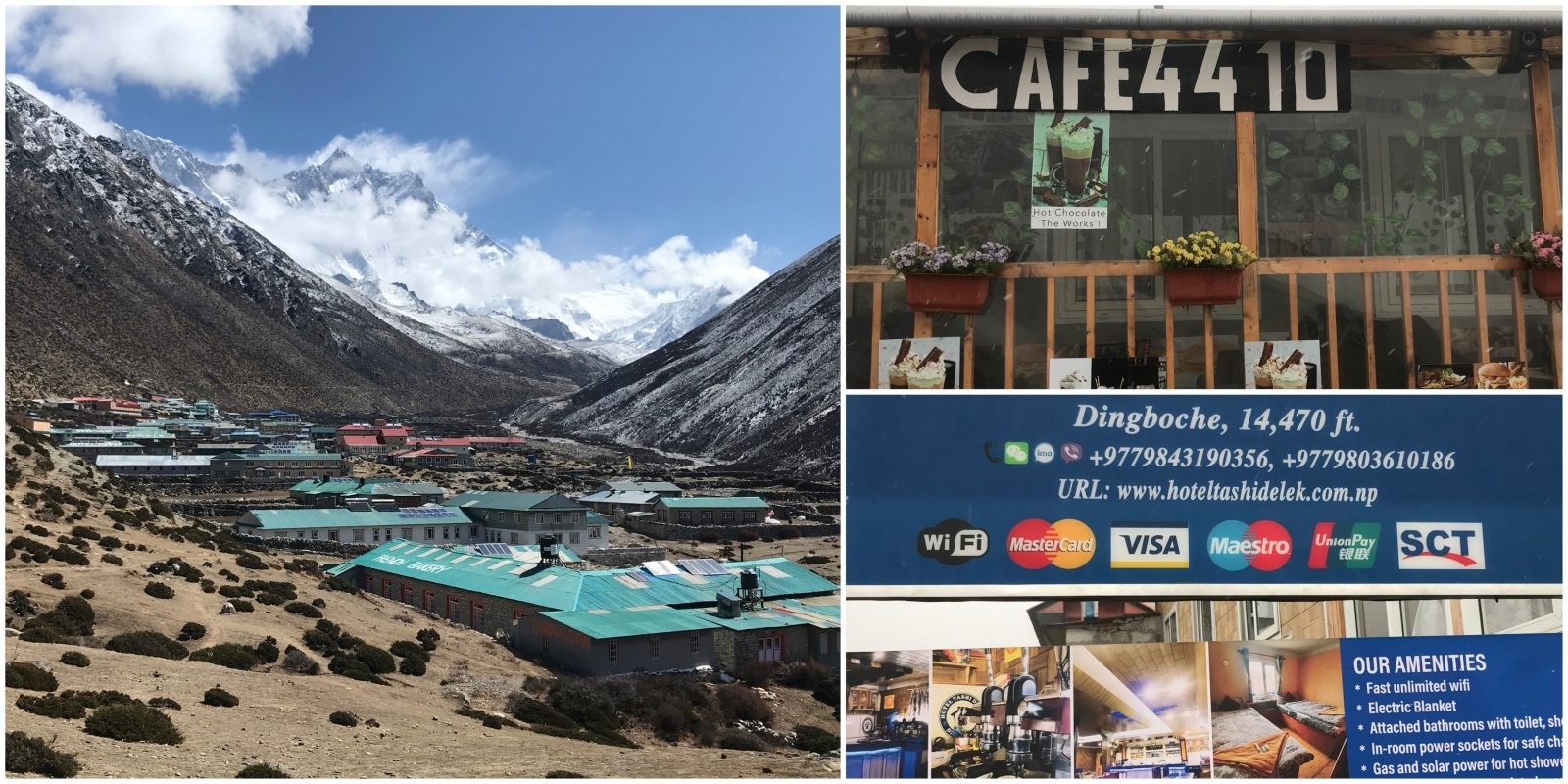Mountain lodges in Dingboche on the Everest Base Camp Trek, surrounded by alpine landscapes and towering Himalayan peaks, offering comfortable accommodation for acclimatizing trekkers.