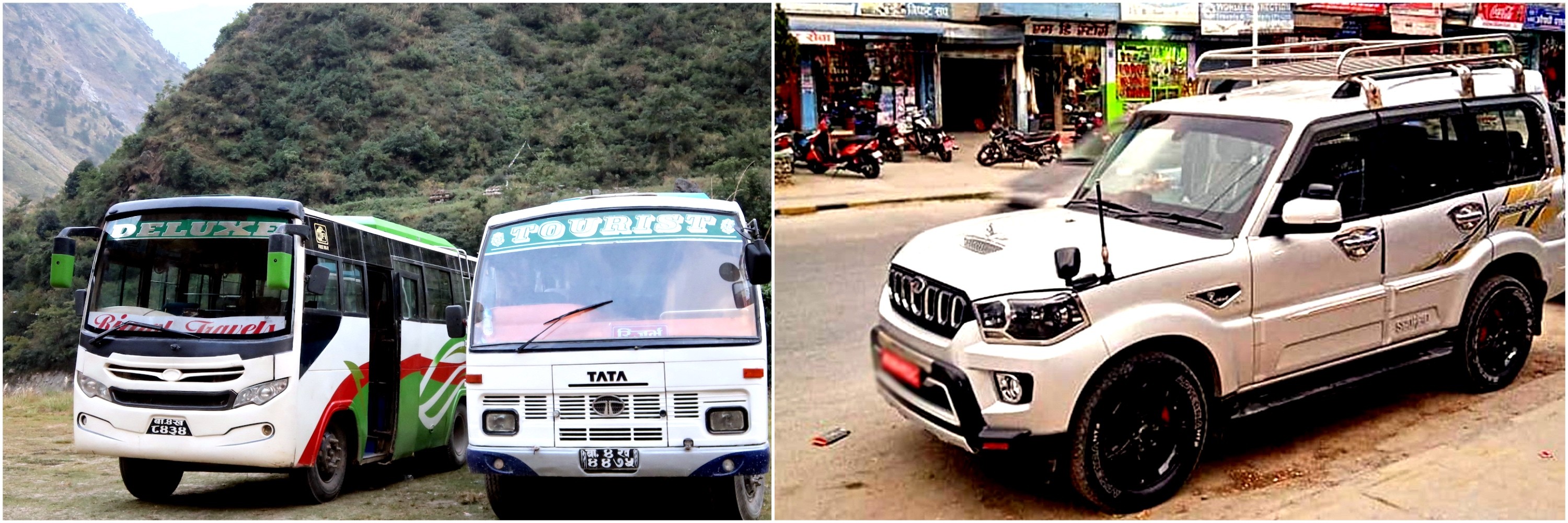 Vehicles used to reach Manaslu trekking start point—jeep and bus