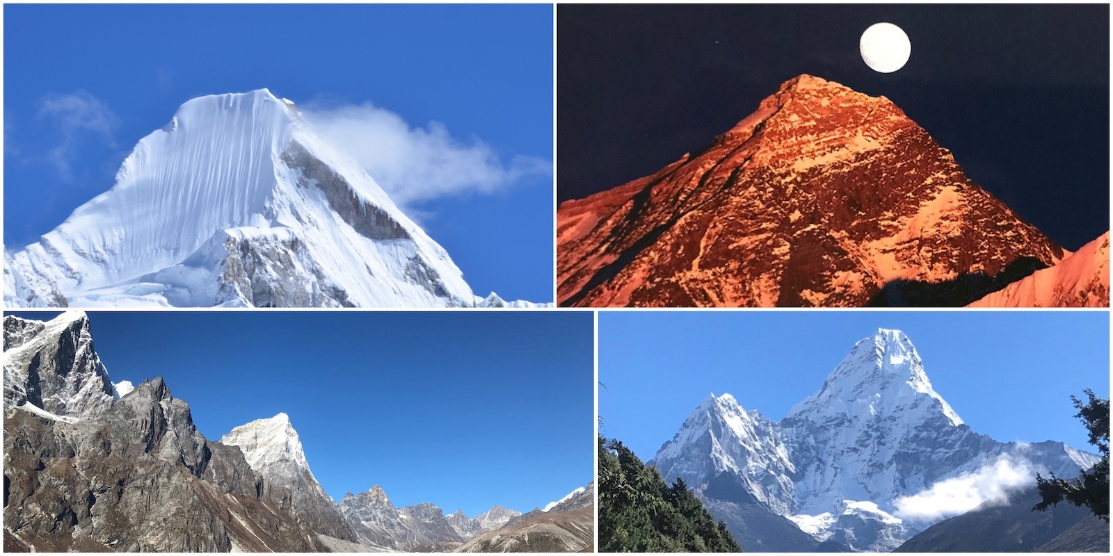 "Spectacular mountain views of Mount Everest, Lhotse, Nuptse, and Ama Dablam during the Everest Base Camp Trek, showing how seasonal timing affects Himalayan scenery, weather, and trekking conditions" Photo