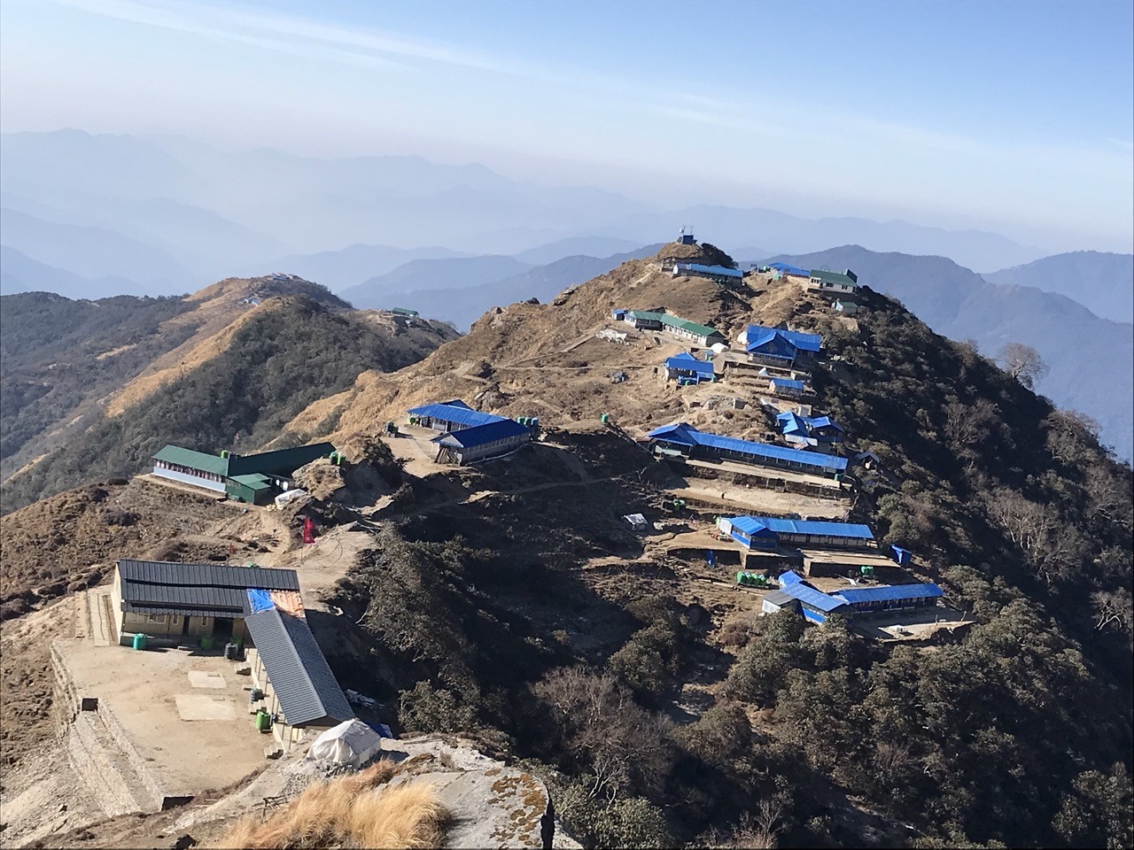 High Camp lodge on the Mardi Himal Trek in Nepal surrounded by Himalayan mountains