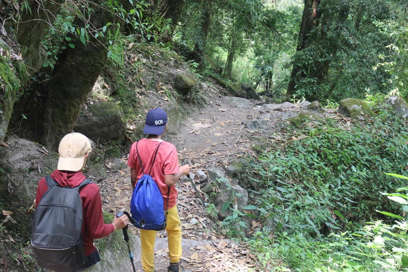 children, the beginners, aged 10 are enjoying their Langtang Valley Trek