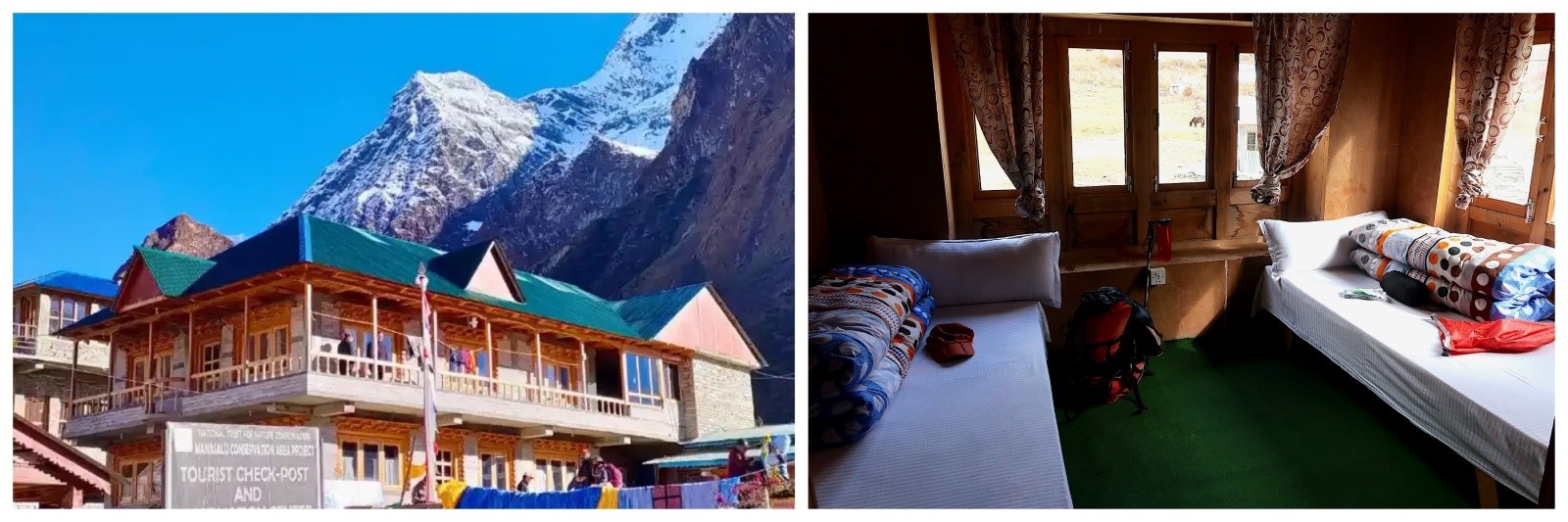 Traditional mountain lodge along the Manaslu Circuit Trek surrounded by towering Himalayan peaks, scenic valleys, and rugged trekking trails in Nepal.