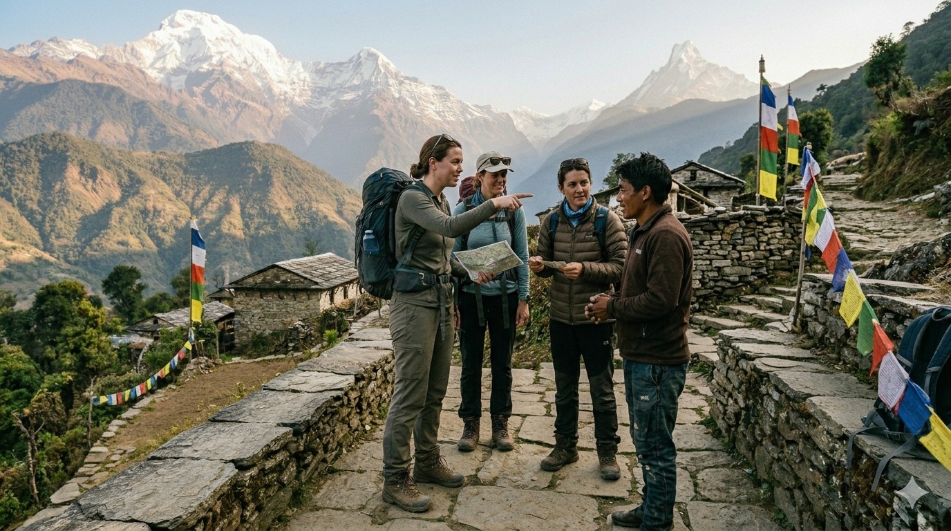 Clints are talking with porter in the Mountain
