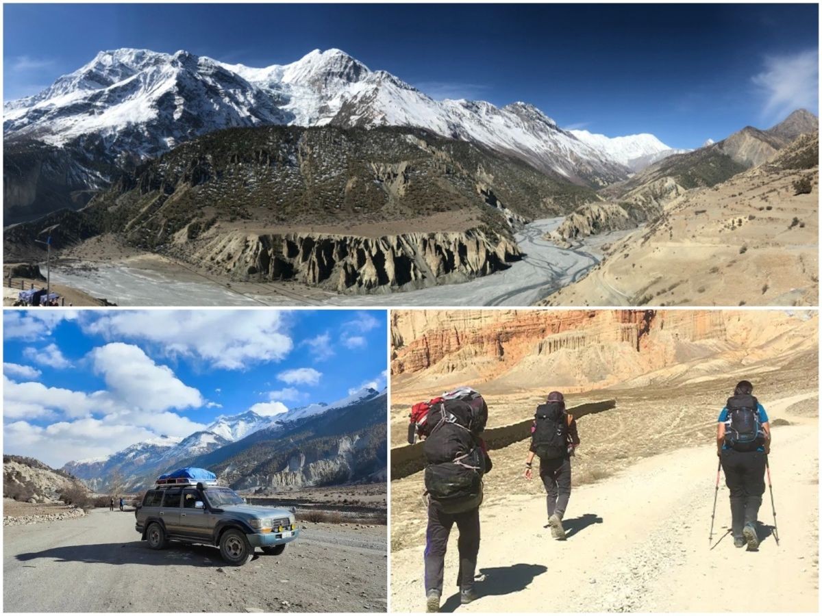Annapurna Circuit trekking experience jeep and hiking trail Nepal Himalaya