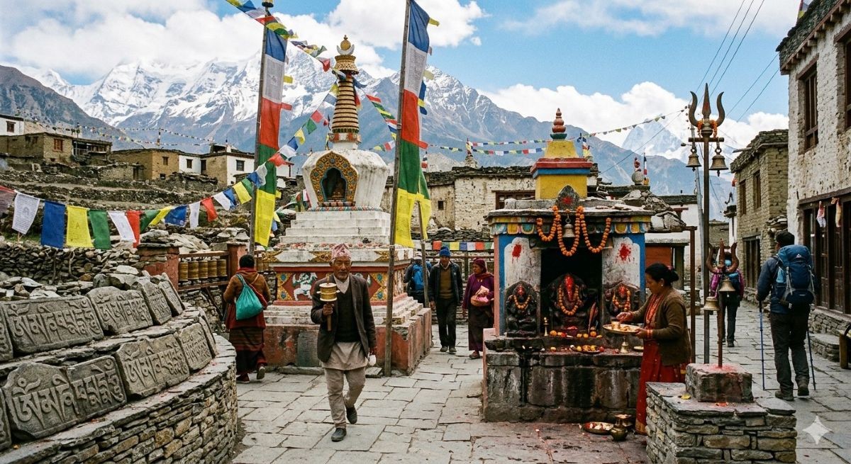 Hindu and Buddhist culture Annapurna Circuit Nepal