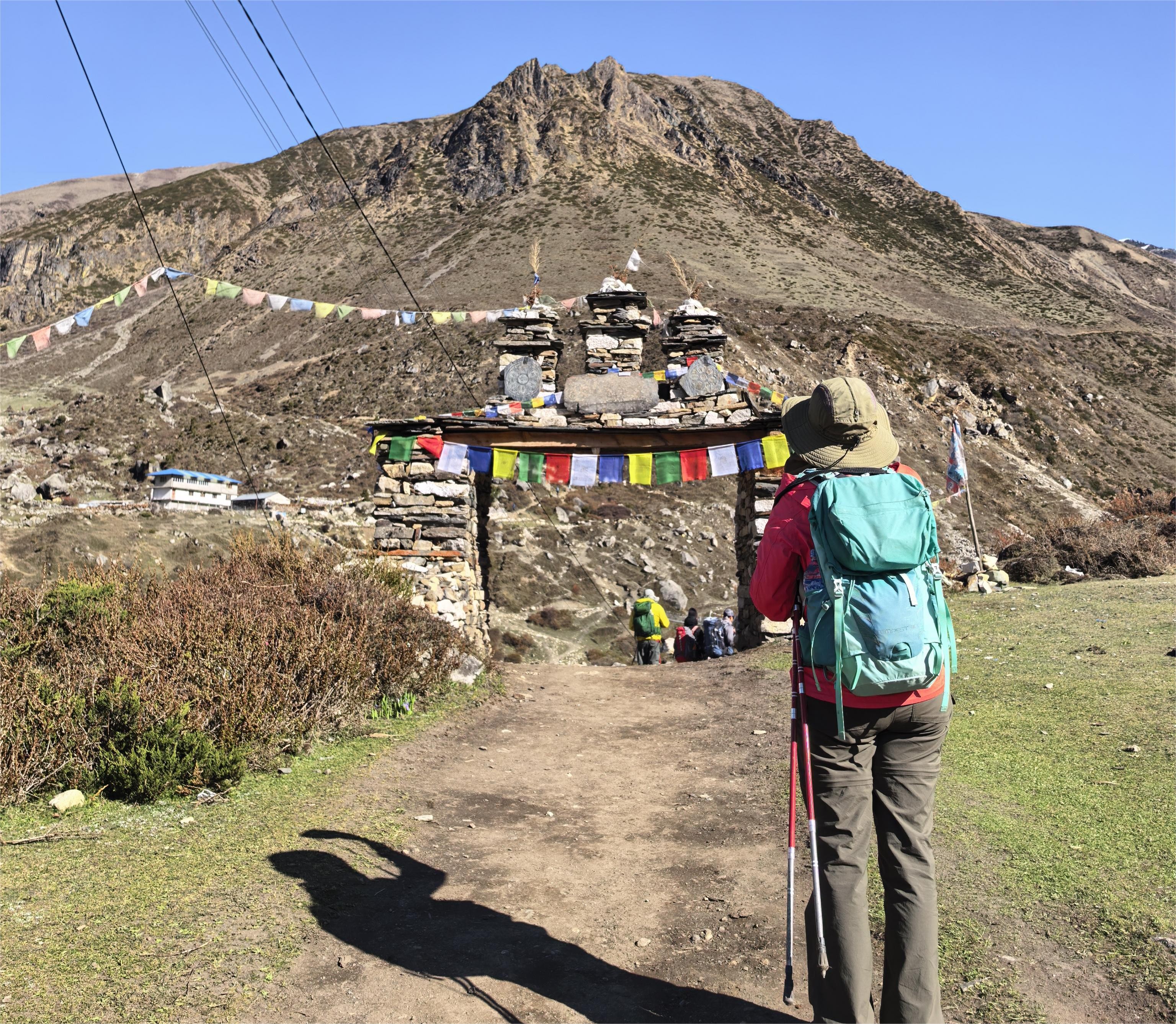 Quiet and less crowded trekking trail in Nepal Himalayas with mountain scenery