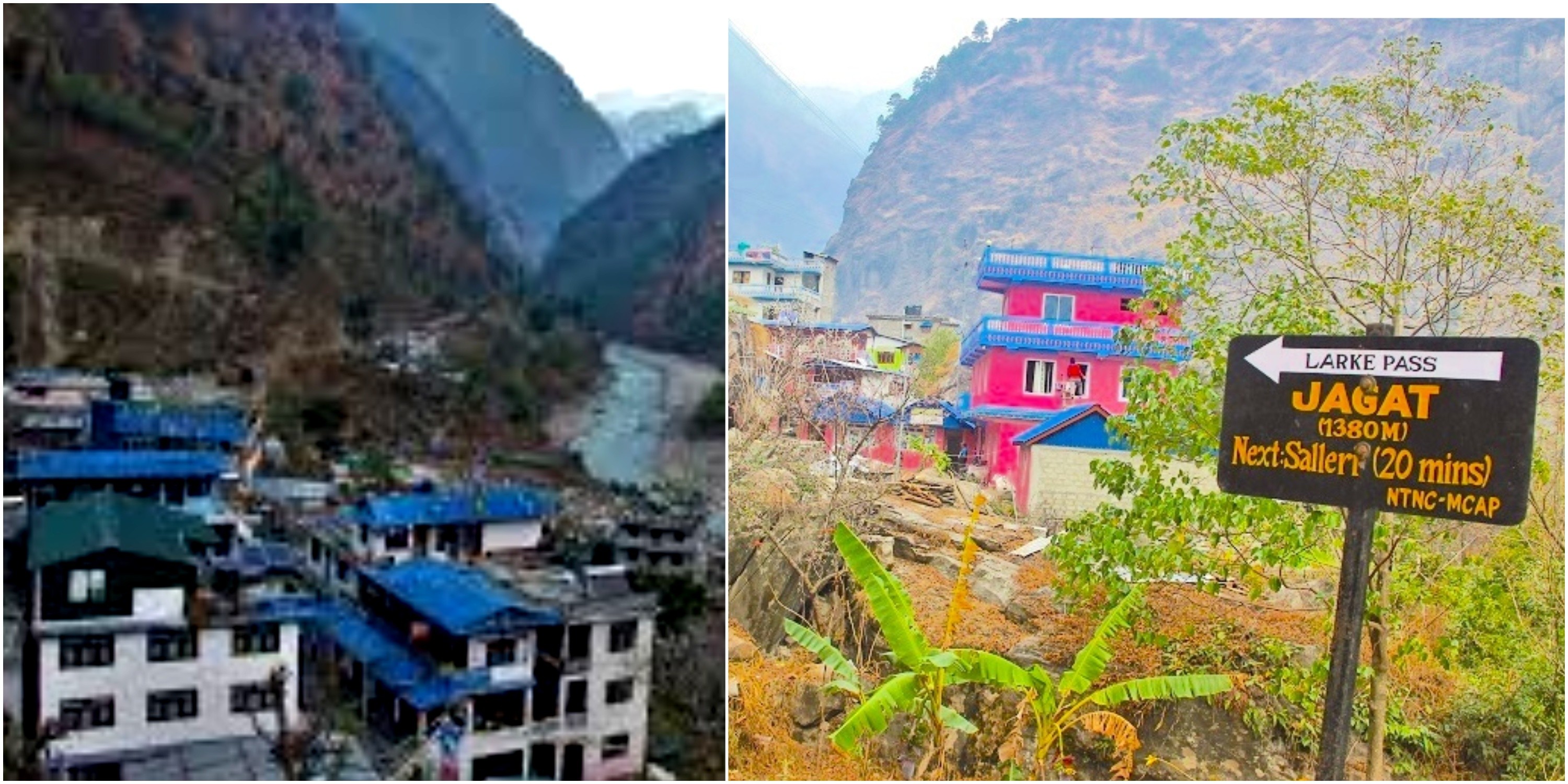 Photo set showing Machhakhola valley and Jagat village streets