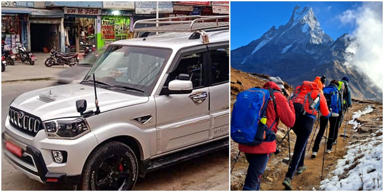 Jeep drive to Kande followed by the start of the Mardi Himal Trek through forest trails in Nepal.