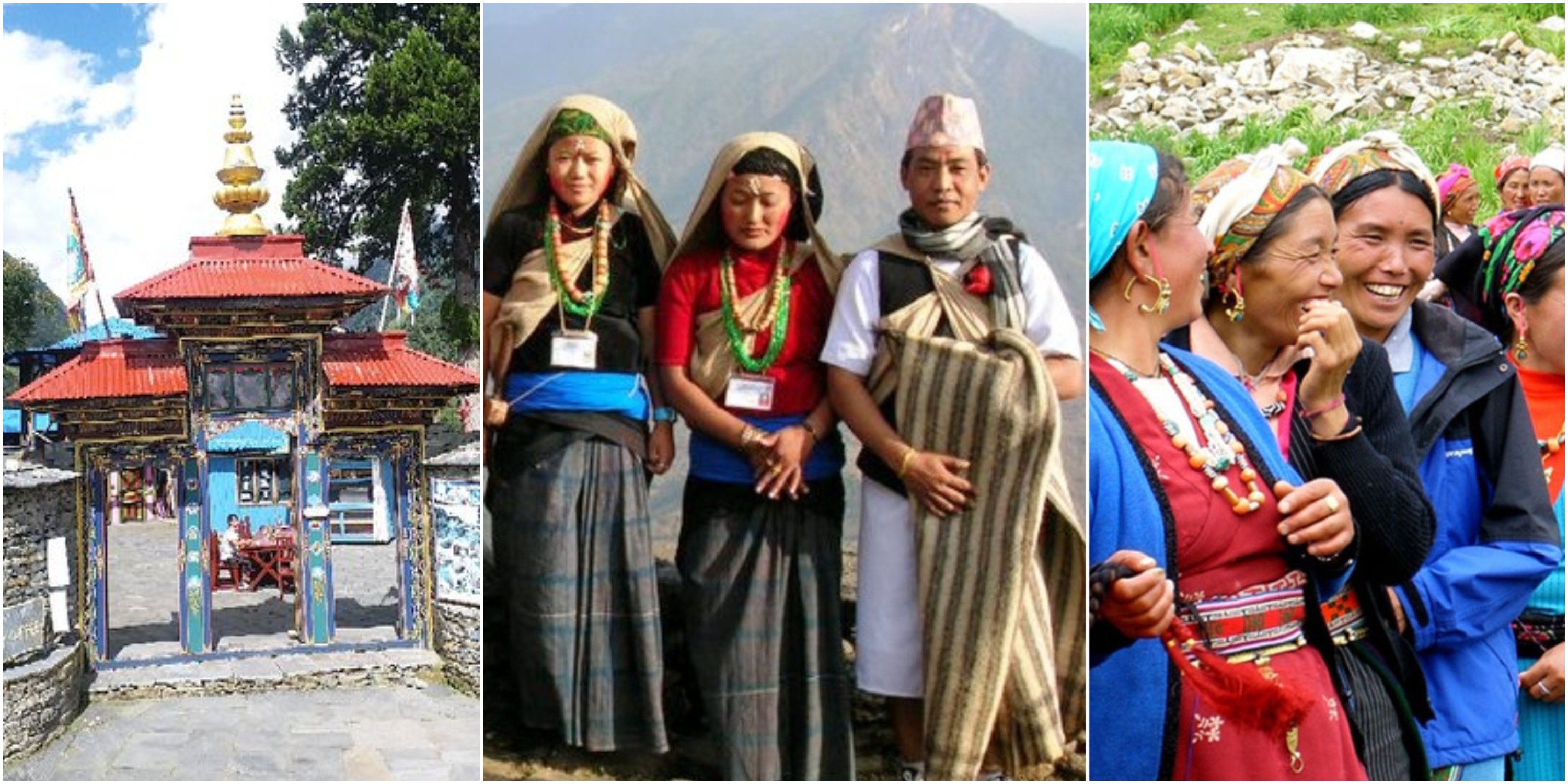 Cultural scene showing Gurung and Tibetan heritage in Manaslu