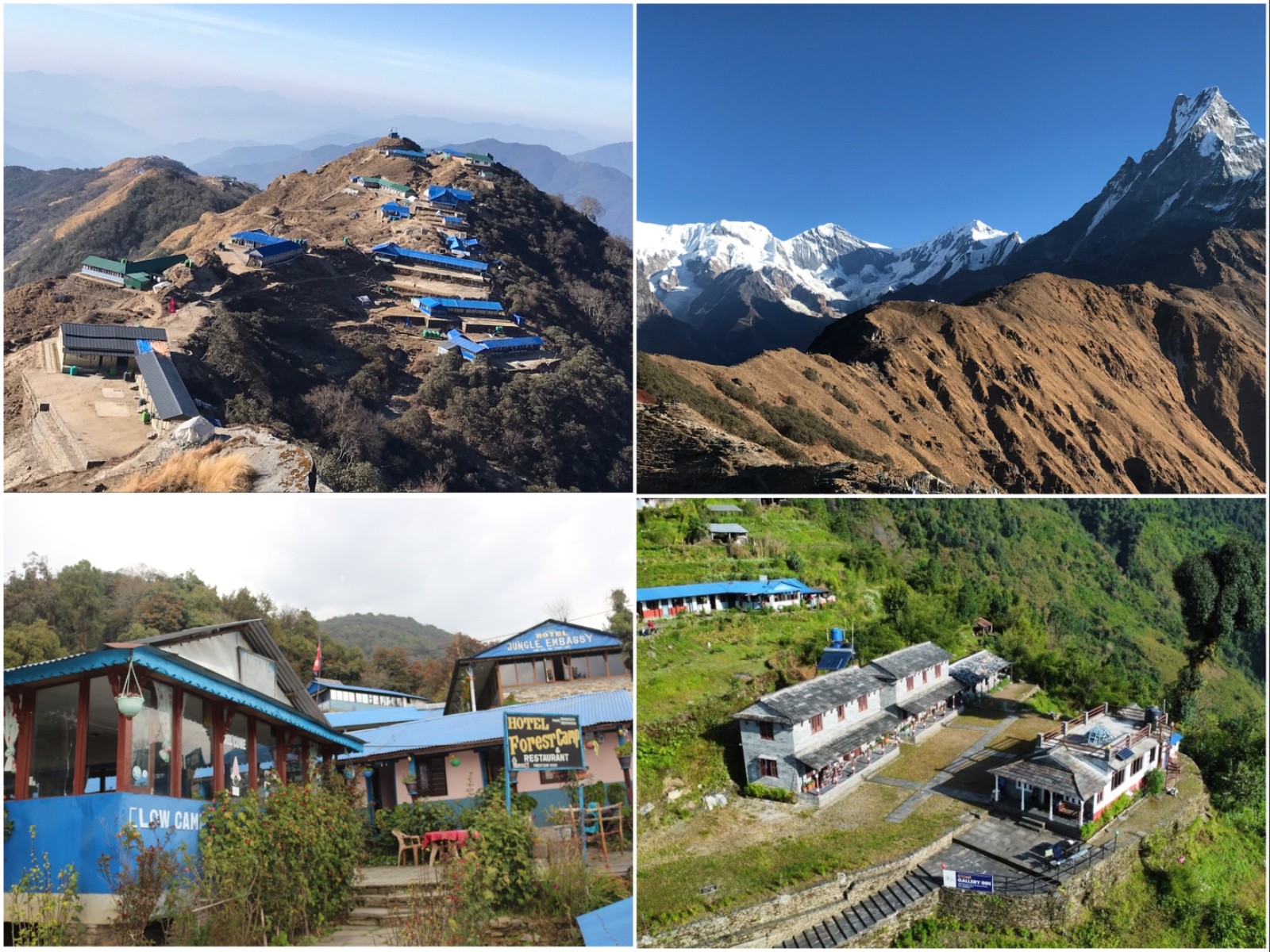 Forest Camp, High Camp, Mardi Himal Viewpoint, and Siding Village along the 4-day Mardi Himal Trek from Pokhara, Nepal.