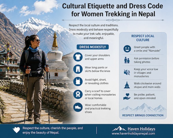 Cultural etiquette and dress code for women trekking in Nepal