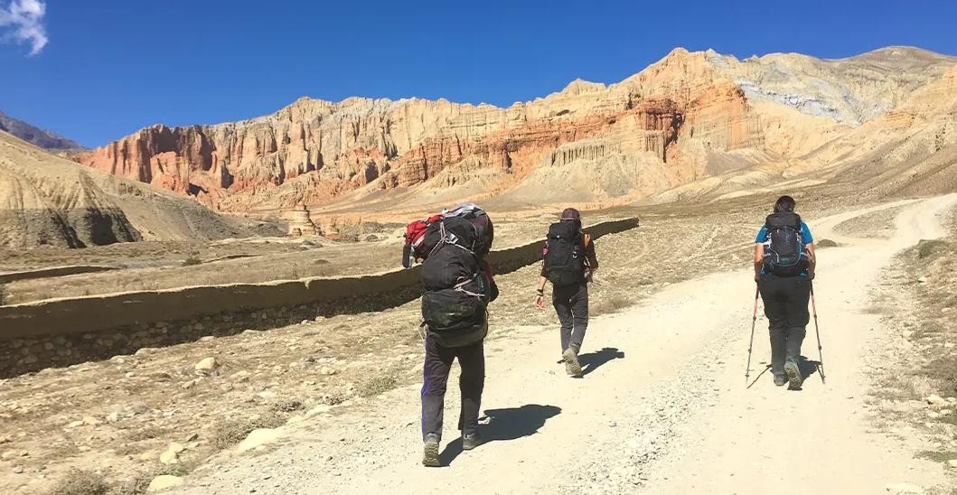 traveller in Upper Mustang Nepal summer season