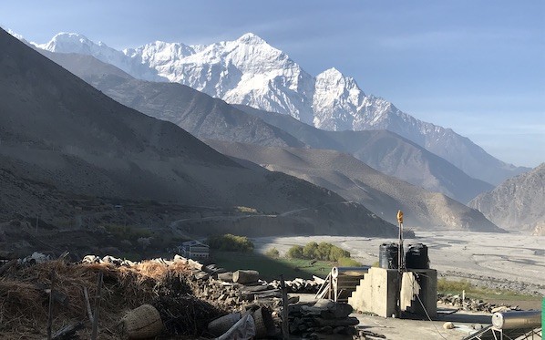 Muktinath to Jomsom trekking route Lower Mustang valley landscapes Nepal Himalaya
