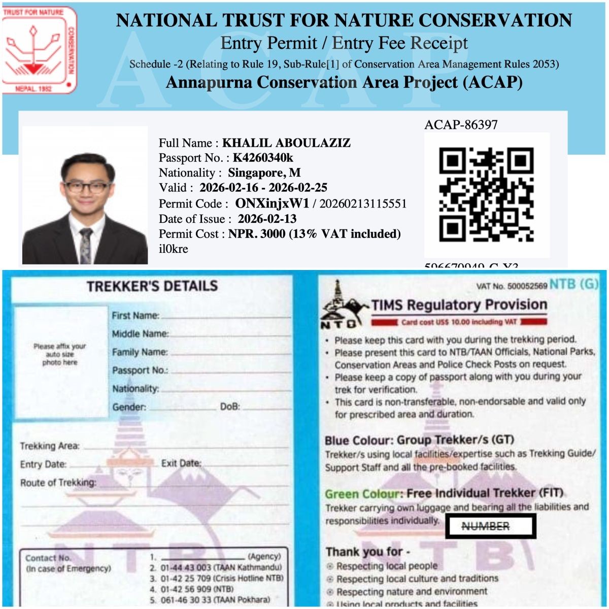 Required trekking Permits