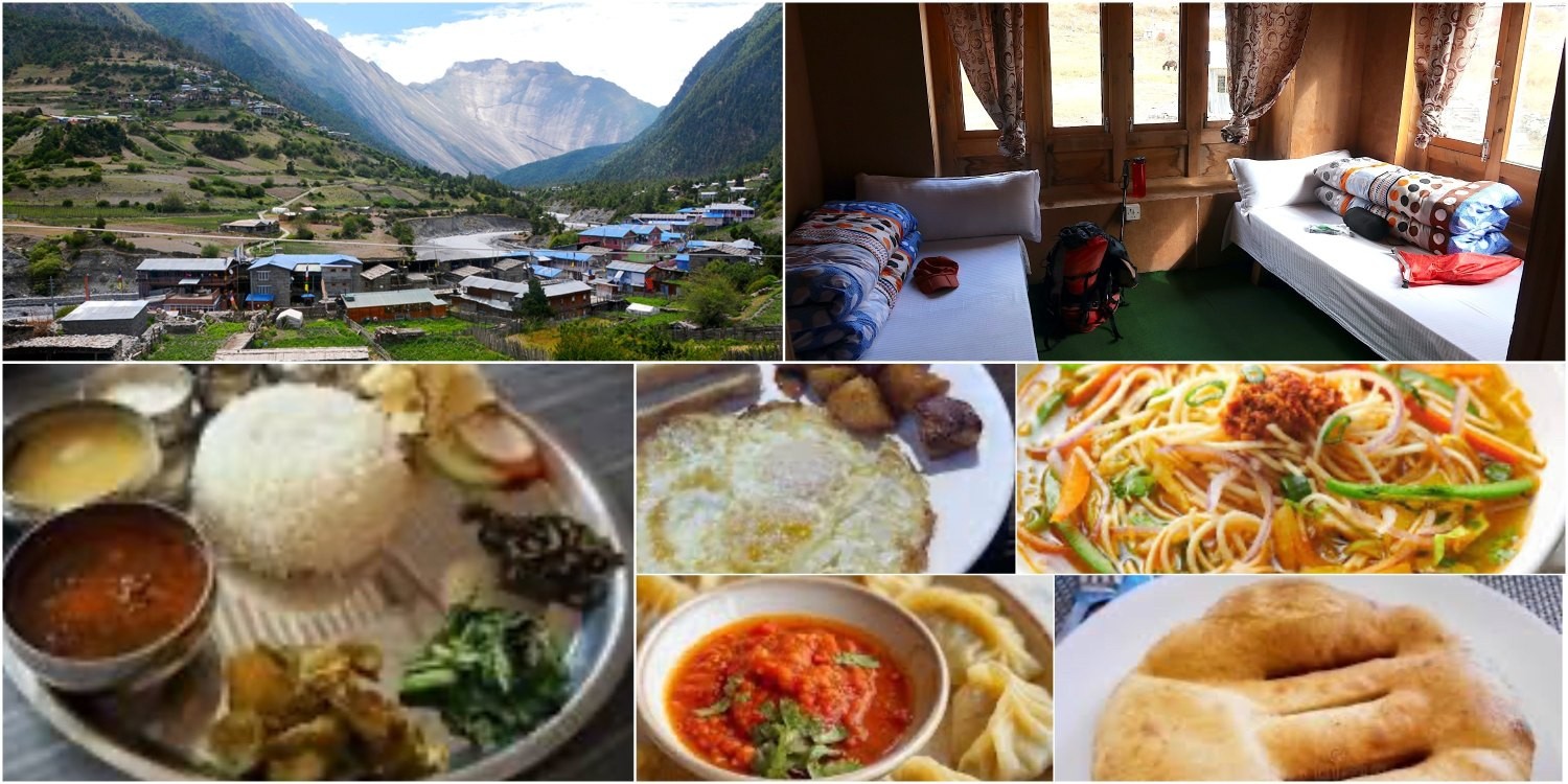 Cozy teahouse accommodation with dal bhat meal in trekking region