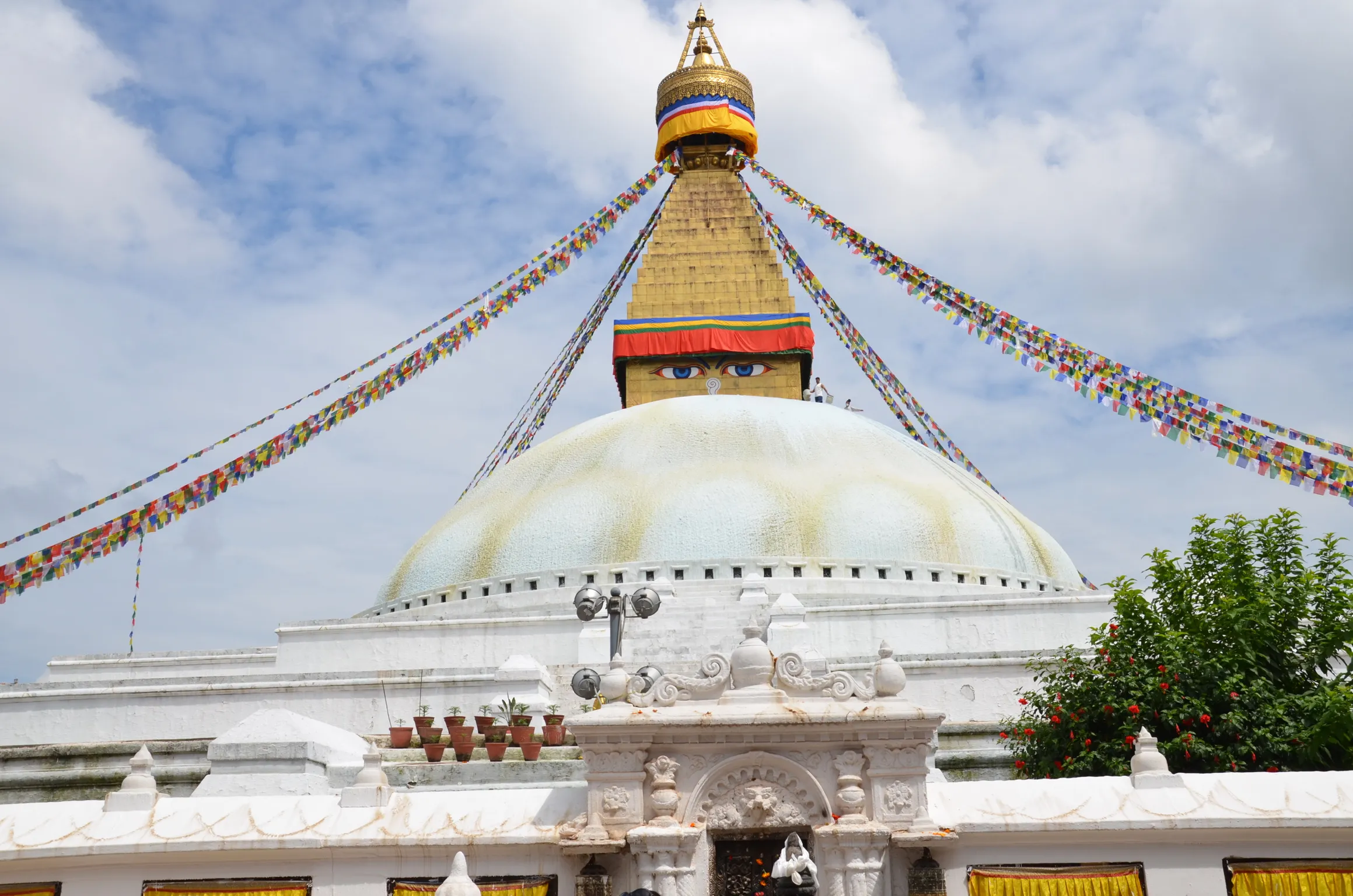 Boudhanath Stupa, one of the largest Buddhist stupas in Kathmandu, Nepal.