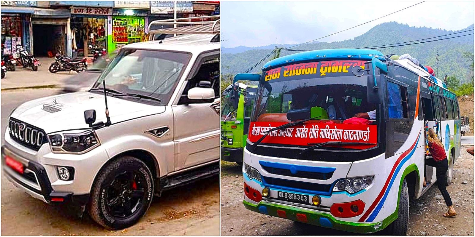 Private jeep or public bus—your gateway to Manaslu.