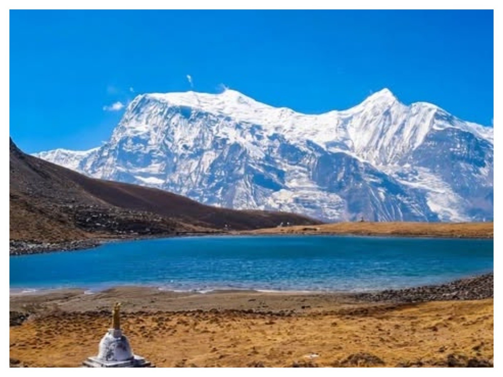 Ice Lake in Manang on Annapurna Circuit Trek Nepal Himalayan alpine lake