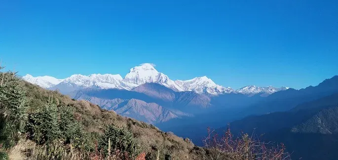 Poon Hill Trek in autumn under a clear Himalayan sky.