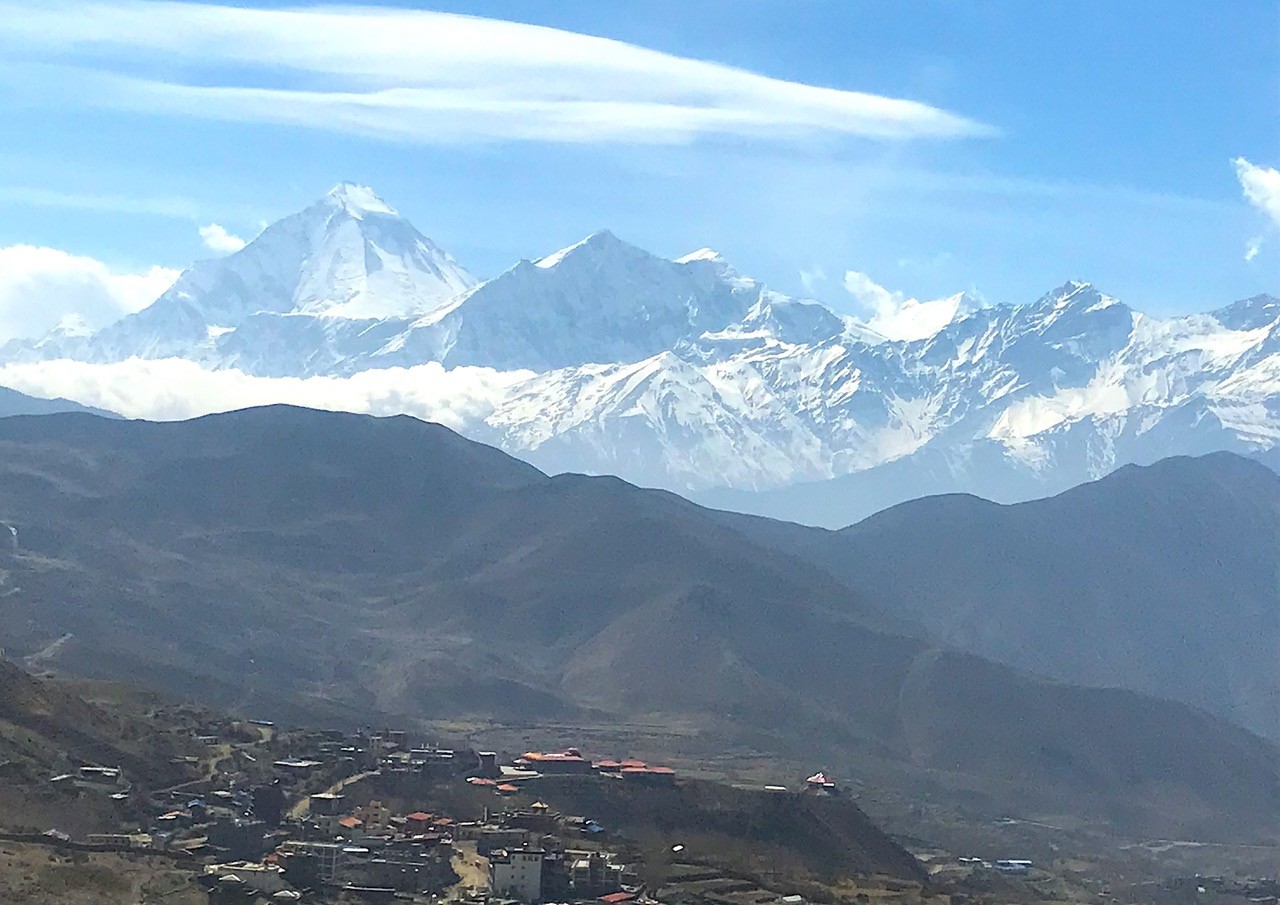 Muktinath Kali Gandaki Valley Dhaulagiri mountain Nepal Annapurna Circuit Trek view